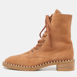 Tan Suede Up Ankle Boots