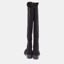 Stuart Weitzman Black Suede and Neoprene Knee Length Boots Size 37.5