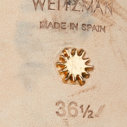 مملوكة مسبقًا Stuart Weitzman Black Suede Faux Pearl Embellished Ankle Strap Sandals Size 36.5