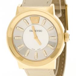Pre Owned Swarovski Gold-Plated Stainless Steel Crystal Piazza Mesh Women's Wristwatch 36 mm
