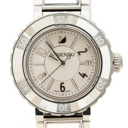 Pre Owned Swarovski White Stainless Steel Octea Sport Women's Wristwatch 39 mm