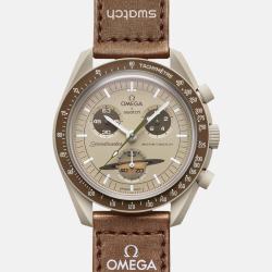 Omega X Swatch Beige Bioceramic Velcro MoonSwatch Mission to Saturn SO33MT100 Wristwatch 42 mm