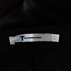 T By Alexander Wang Black Velvet Flounce Midi Skirt S