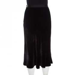 T By Alexander Wang Black Velvet Flounce Midi Skirt S