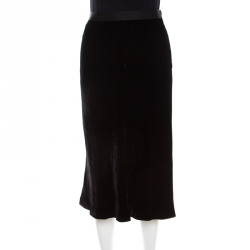 T By Alexander Wang Black Velvet Flounce Midi Skirt S