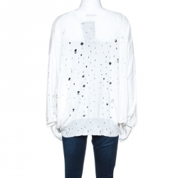 T by Alexander Wang White Knit Distressed Hole Detail Oversized Sweater M