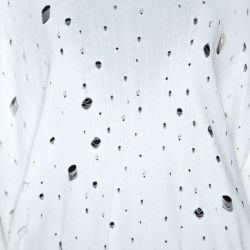T by Alexander Wang White Knit Distressed Hole Detail Oversized Sweater M