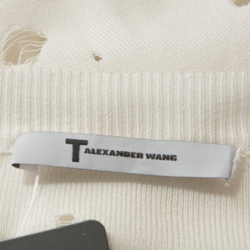T by Alexander Wang White Knit Distressed Hole Detail Oversized Sweater M