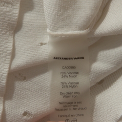 T by Alexander Wang White Knit Distressed Hole Detail Oversized Sweater M