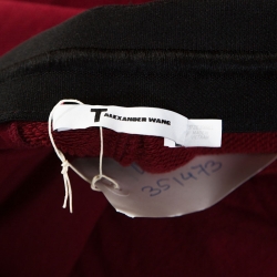 مملوكة مسبقًا T by Alexander Wang Burgundy Knit Stretch Logo Tape Detail Track Pants S