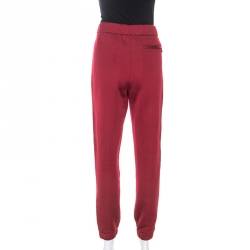مملوكة مسبقًا T by Alexander Wang Burgundy Knit Stretch Logo Tape Detail Track Pants S