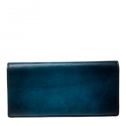 S.T. Dupont Blue/Black Ombre Leather Atelier Bifold Long Wallet