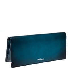 S.T. Dupont Blue/Black Ombre Leather Atelier Bifold Long Wallet