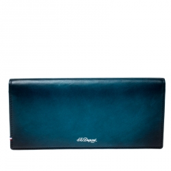 S.T. Dupont Blue/Black Ombre Leather Atelier Bifold Long Wallet