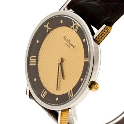 Pre Owned S.T. Dupont Gold Dial Gold Plated Stainless Steel Women's Watch 32 mm