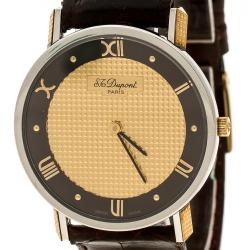 Pre Owned S.T. Dupont Gold Dial Gold Plated Stainless Steel Women's Watch 32 mm