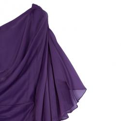 مملوكة مسبقًا Tadashi Shoji One-Shoulder Chiffon Purple Dress M