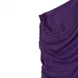 مملوكة مسبقًا Tadashi Shoji One-Shoulder Chiffon Purple Dress M