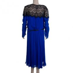 مملوكة مسبقًا Tadashi Shoji Chantilly Lace Chiffon Flare Cocktail Dress XL