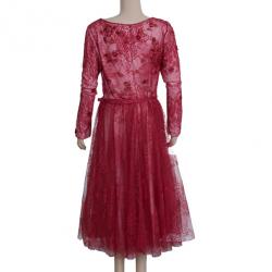 مملوكة مسبقًا Tadashi Shoji Red Lace Embellished Dress M