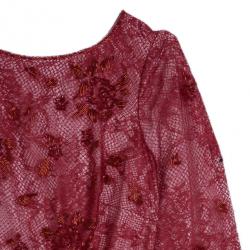 مملوكة مسبقًا Tadashi Shoji Red Lace Embellished Dress M