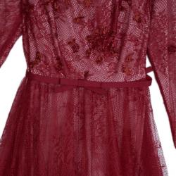 مملوكة مسبقًا Tadashi Shoji Red Lace Embellished Dress M