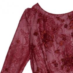 مملوكة مسبقًا Tadashi Shoji Red Lace Embellished Dress M