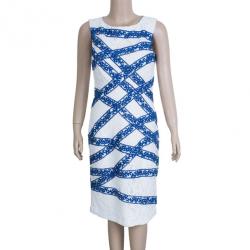 مملوكة مسبقًا Tadashi Shoji White Lace Shift Cocktail Dress M