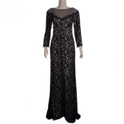 Tadashi Shoji Monochrome Lace Gown L