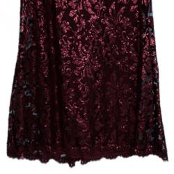 Pre Owned Tadashi Shoji Red Sequin Merlot Gown L