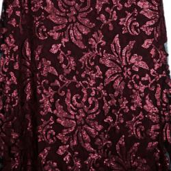 Pre Owned Tadashi Shoji Red Sequin Merlot Gown L