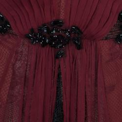 Tadashi Shoji Bead Embellished Ruched Chiffon Red Gown XXL