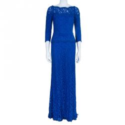 مملوكة مسبقًا فستان تداشي شوجي أزرق ملكي دانتيل S