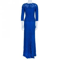 مملوكة مسبقًا فستان تداشي شوجي أزرق ملكي دانتيل S