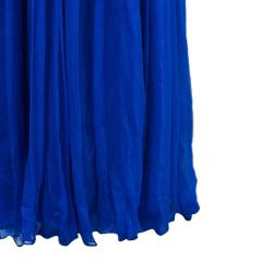 Pre Owned Tadashi Shoji Royal Blue Zardosi Embroidered Chiffon Ruched Dress S