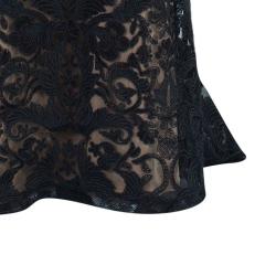 Pre Owned Tadashi Black Zardosi Embroidered Lace Dress M