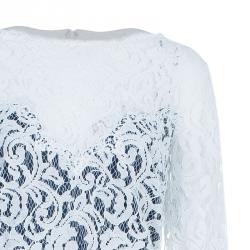 Pre Owned Tadashi Shoji Monochrome Lace Belted Dress XXL