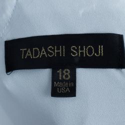 Pre Owned Tadashi Shoji Monochrome Lace Belted Dress XXL