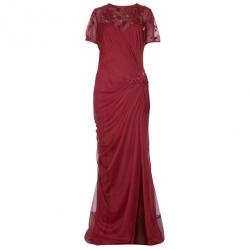 مملوكة مسبقًا Tadashi Shoji Crimson Lace Tulle Gown XXL