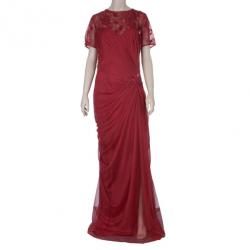 مملوكة مسبقًا Tadashi Shoji Crimson Lace Tulle Gown XXL