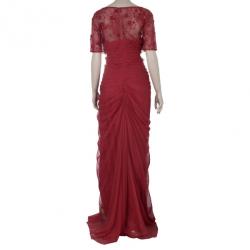 مملوكة مسبقًا Tadashi Shoji Crimson Lace Tulle Gown XXL
