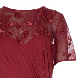 مملوكة مسبقًا Tadashi Shoji Crimson Lace Tulle Gown XXL