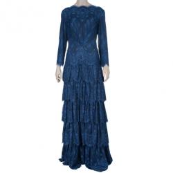 مملوكة مسبقًا فستان تداشي شوجي كحلي أكمام دانتيل طويلة XL