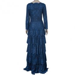 مملوكة مسبقًا فستان تداشي شوجي كحلي أكمام دانتيل طويلة XL