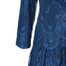 مملوكة مسبقًا فستان تداشي شوجي كحلي أكمام دانتيل طويلة XL