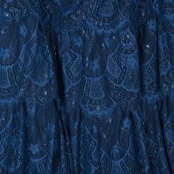 مملوكة مسبقًا فستان تداشي شوجي كحلي أكمام دانتيل طويلة XL