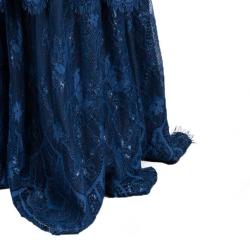 مملوكة مسبقًا فستان تداشي شوجي كحلي أكمام دانتيل طويلة XL