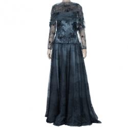 Tadashi Shoji Off-Shoulder Lace Tulle Gown L