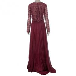 Pre Owned فستان تداشي شوجي دانتيل أحمر وترتر L