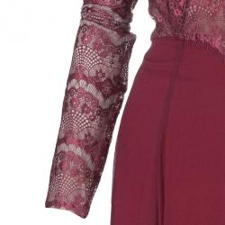 Pre Owned فستان تداشي شوجي دانتيل أحمر وترتر L